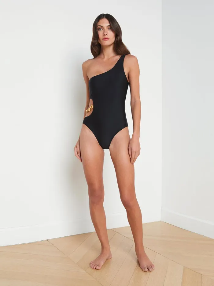 Ava Chain OnePiece Swimsuit Black Women L039Agence Swimwear Ava Chain OnePiece Swimsuit Black Women L039Agence Swimwear