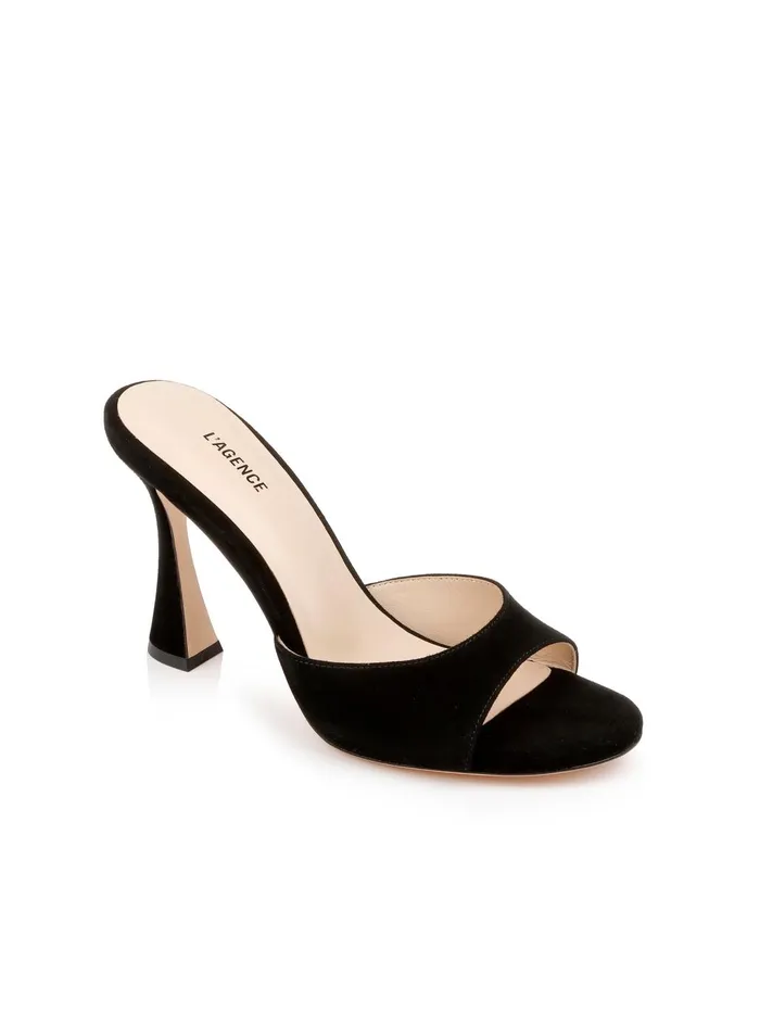 Avery Suede PeepToe Mule Black Suede Women L039Agence Heels Avery Suede PeepToe Mule Black Suede Women L039Agence Heels