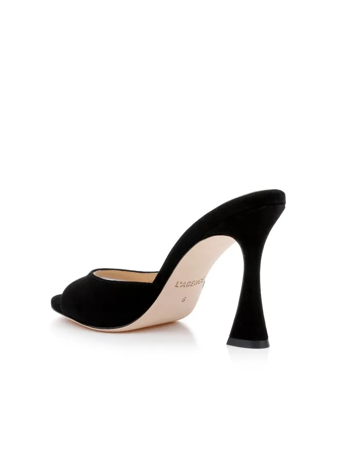 Avery Suede PeepToe Mule Black Suede Women L039Agence Heels Avery Suede PeepToe Mule Black Suede Women L039Agence Heels