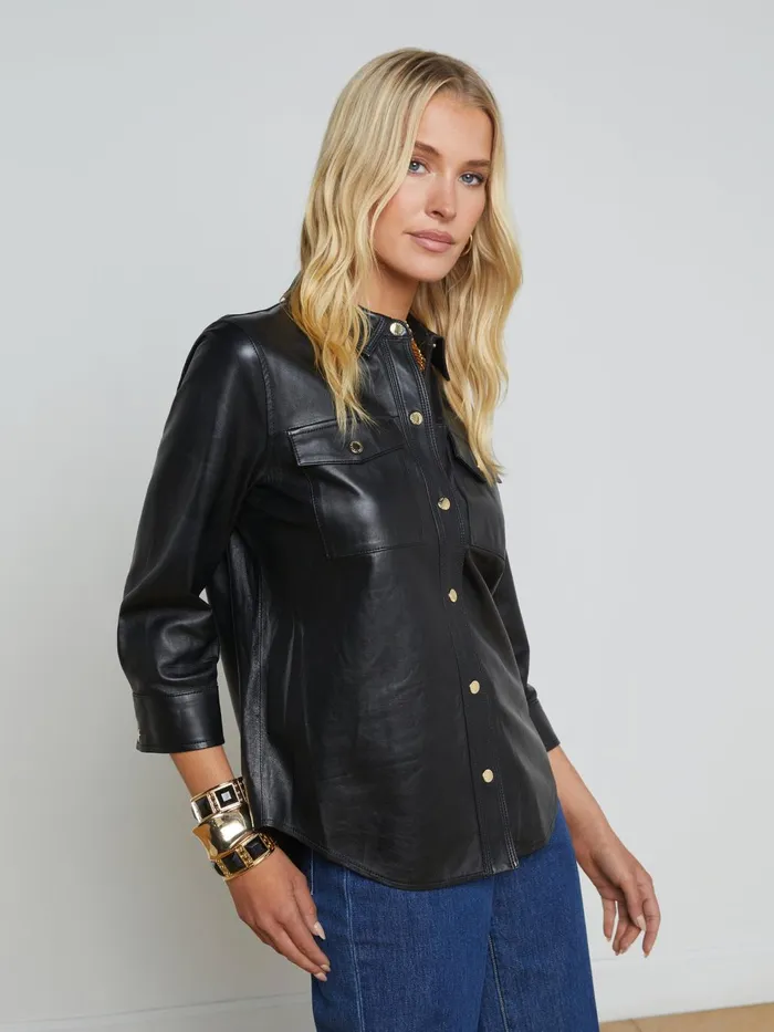Avina Leather Shirt Black Women L039Agence Blouses and Tops Avina Leather Shirt Black Women L039Agence Blouses and Tops