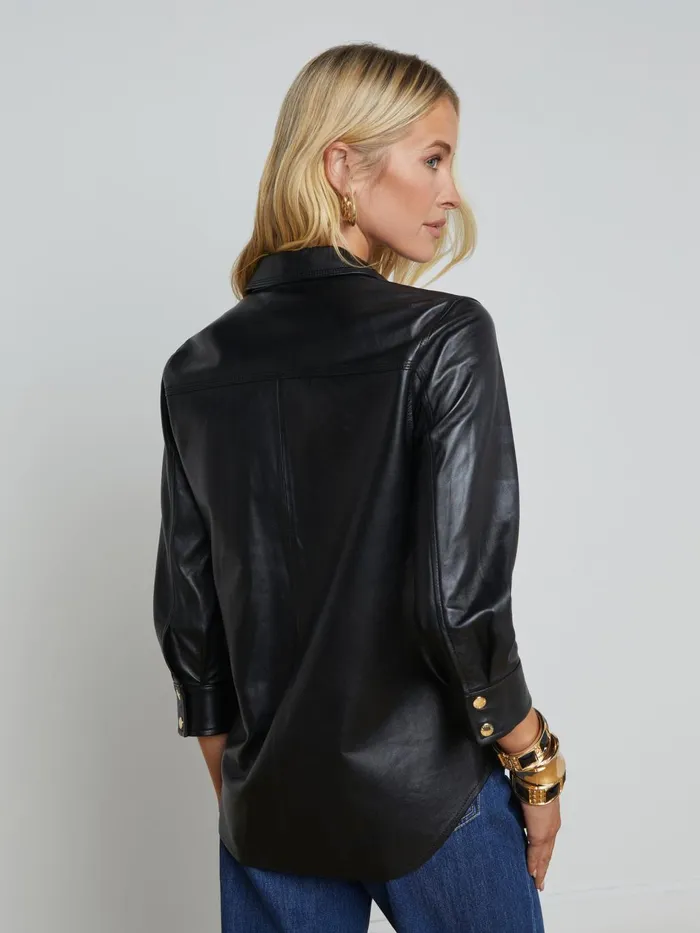 Avina Leather Shirt Black Women L039Agence Blouses and Tops Avina Leather Shirt Black Women L039Agence Blouses and Tops