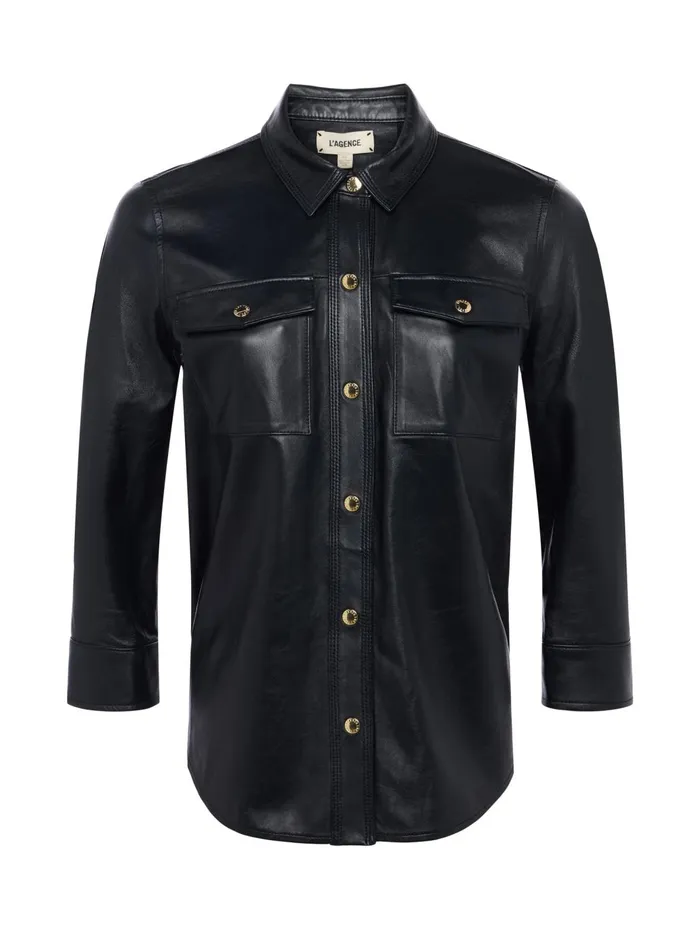 Avina Leather Shirt Black Women L039Agence Blouses and Tops Avina Leather Shirt Black Women L039Agence Blouses and Tops