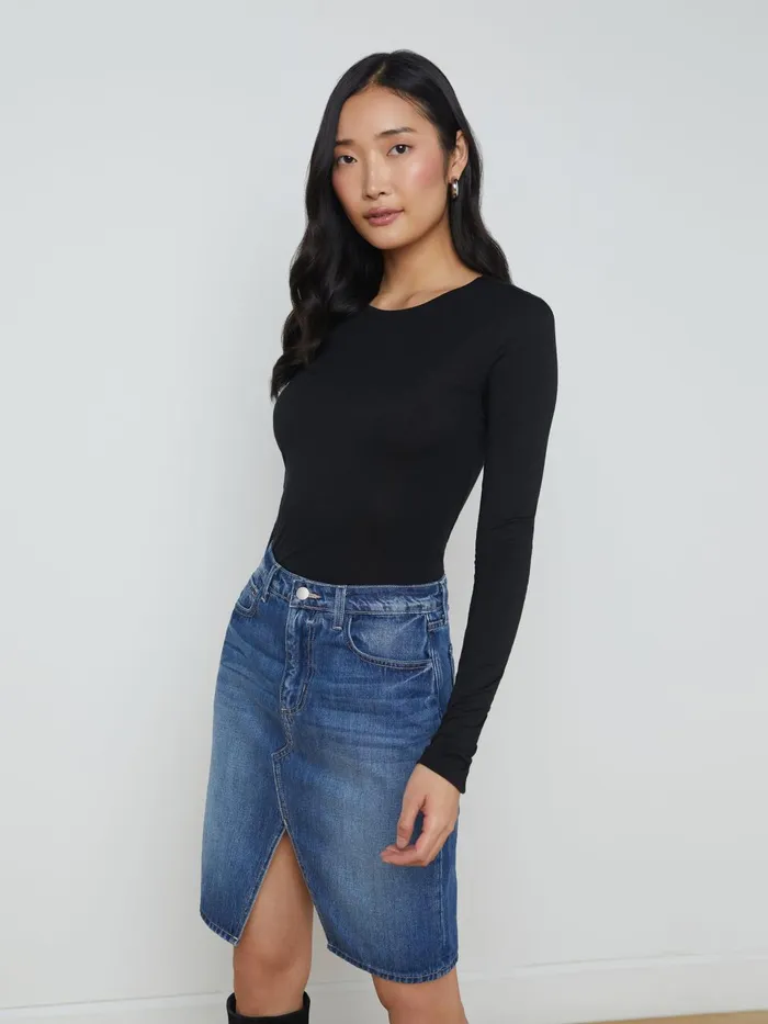 Ayla Cashmere Jersey Tee Black Women L039Agence Tees