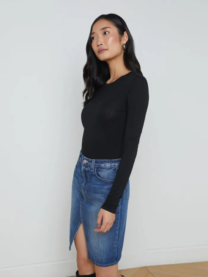 Ayla Cashmere Jersey Tee Black Women L039Agence Tees Ayla Cashmere Jersey Tee Black Women L039Agence Tees