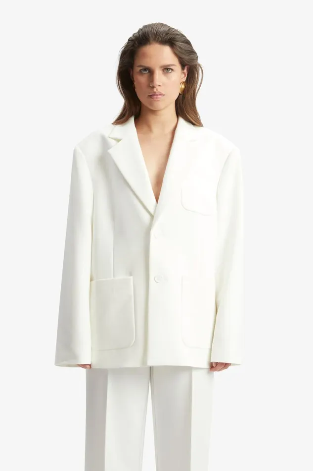 Bardot Blazers Women Halia Oversized Blazer In Orchid White Orchid White Bardot Blazers Women Halia Oversized Blazer In Orchid White Orchid White