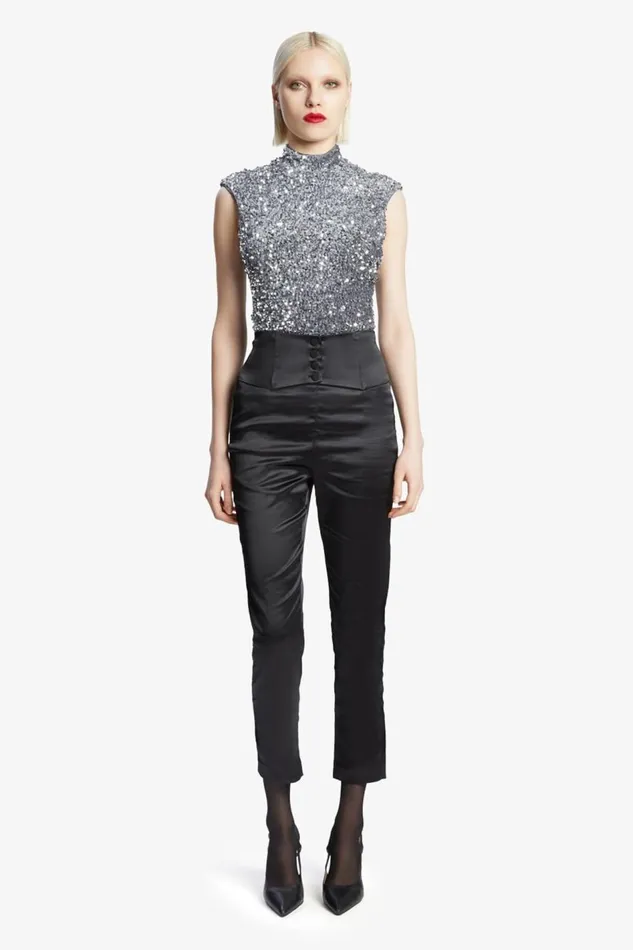 Bardot Bodysuits Women Kelso Velvet Sequin Bodysuit In Silver Silver Bardot Bodysuits Women Kelso Velvet Sequin Bodysuit In Silver Silver
