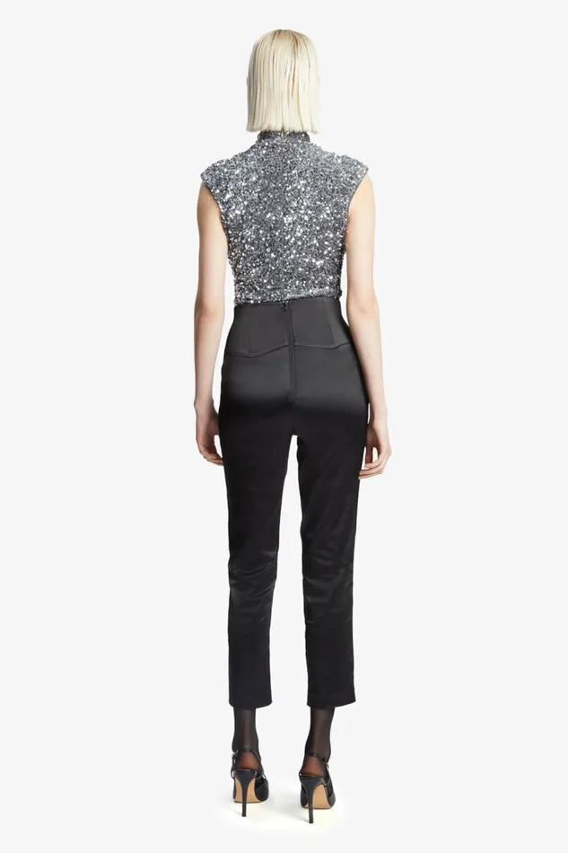 Bardot Bodysuits Women Kelso Velvet Sequin Bodysuit In Silver Silver Bardot Bodysuits Women Kelso Velvet Sequin Bodysuit In Silver Silver