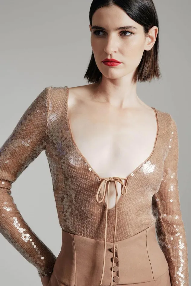 Bardot Bodysuits Women Verona Sequin Bodysuit In Nude Nude