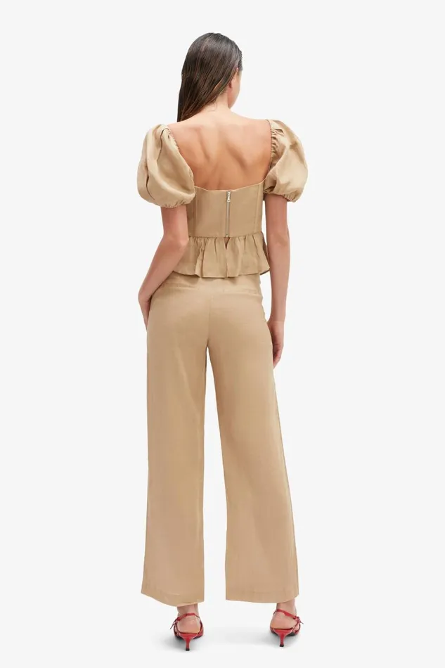 Bardot Corsets Women Esra Puff Sleeve Corset Top In Latte Latte Bardot Corsets Women Esra Puff Sleeve Corset Top In Latte Latte