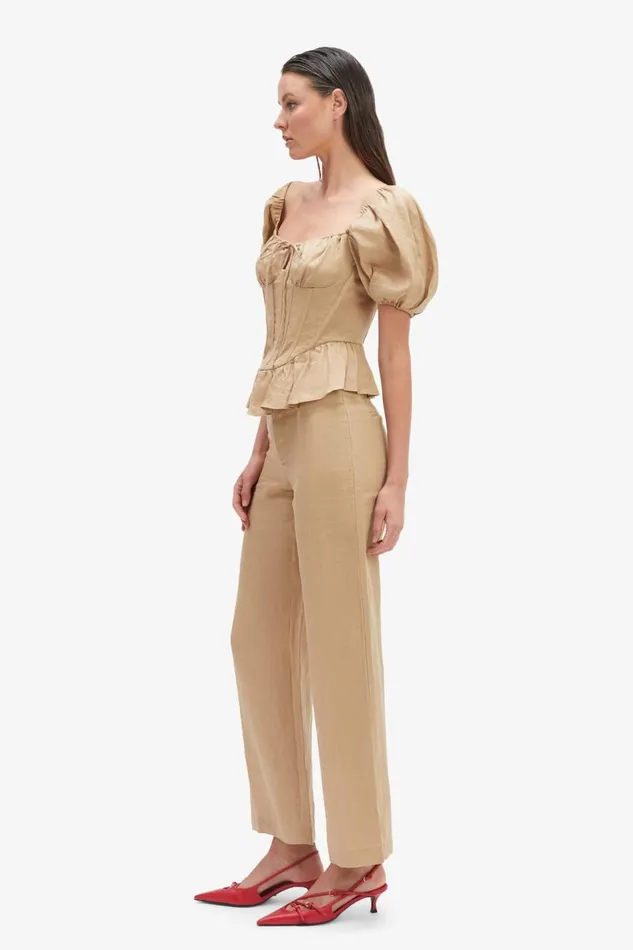 Bardot Corsets Women Esra Puff Sleeve Corset Top In Latte Latte Bardot Corsets Women Esra Puff Sleeve Corset Top In Latte Latte