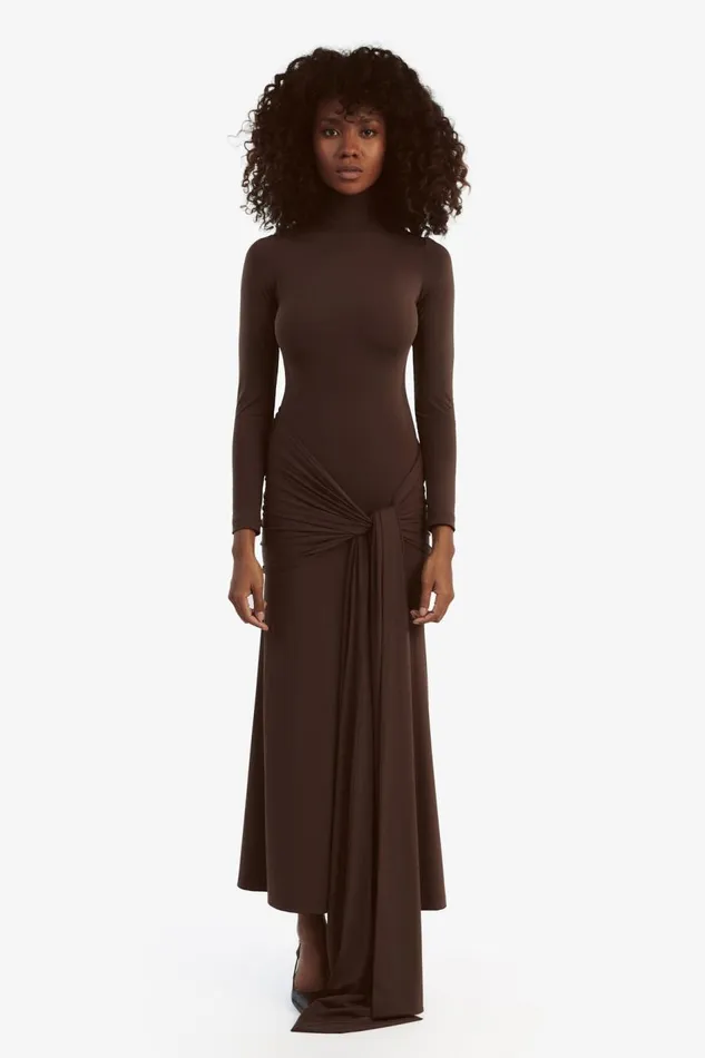 Bardot Day To Night Dresses Women Alix Maxi Tie Front Dress In Chocolate Chocolate Bardot Day To Night Dresses Women Alix Maxi Tie Front Dress In Chocolate Chocolate
