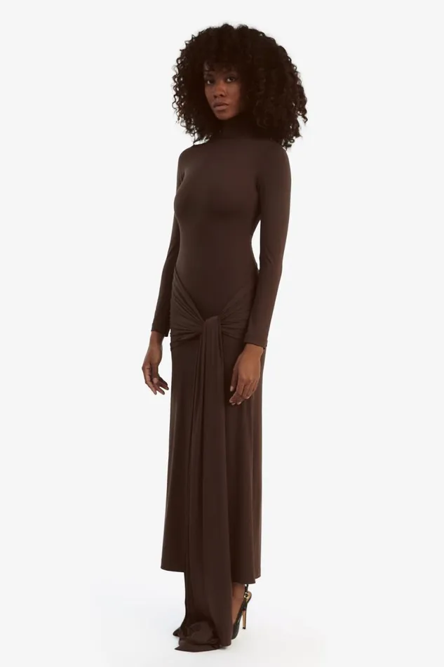 Bardot Day To Night Dresses Women Alix Maxi Tie Front Dress In Chocolate Chocolate Bardot Day To Night Dresses Women Alix Maxi Tie Front Dress In Chocolate Chocolate