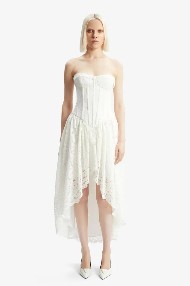 Bardot Day To Night Dresses Women Felicidad Strapless Lace Dress In Orchid White Orchid White Bardot Day To Night Dresses Women Felicidad Strapless Lace Dress In Orchid White Orchid White