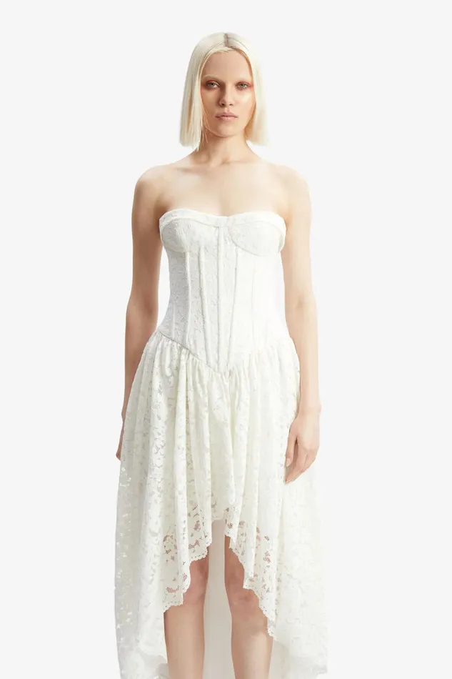 Bardot Day To Night Dresses Women Felicidad Strapless Lace Dress In Orchid White Orchid White Bardot Day To Night Dresses Women Felicidad Strapless Lace Dress In Orchid White Orchid White