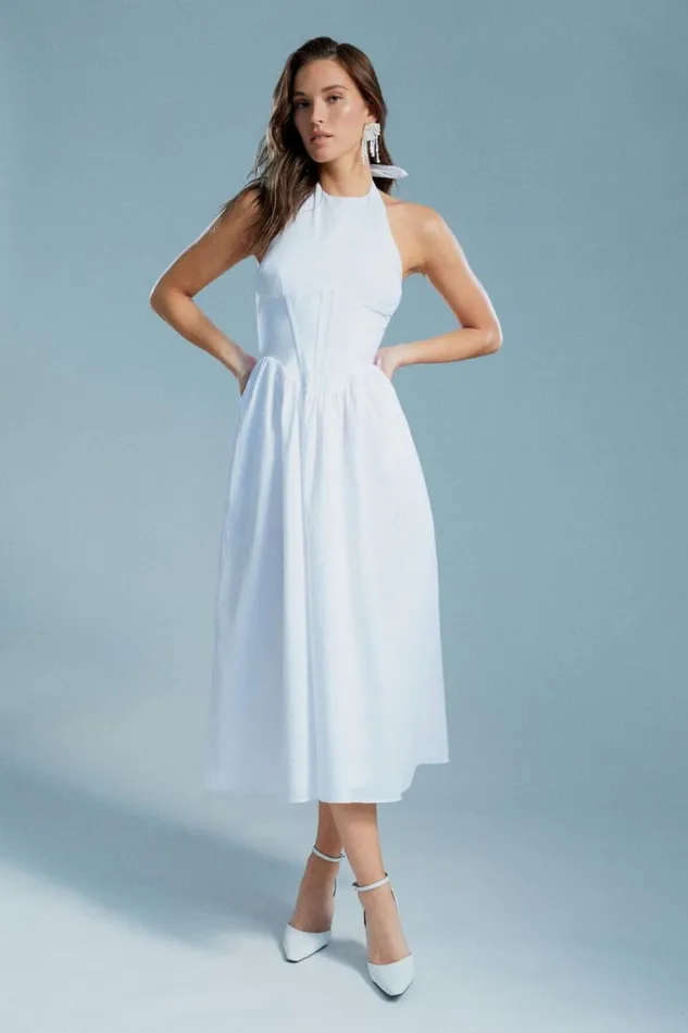 Bardot Day To Night Dresses Women Kylen Poplin Midi Dress In Orchid White Orchid White Bardot Day To Night Dresses Women Kylen Poplin Midi Dress In Orchid White Orchid White