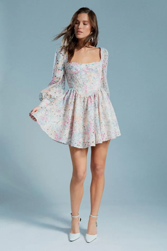 Bardot Day To Night Dresses Women Lila Flounce Broderie Dress In Pastel Floral Pastel Floral Bardot Day To Night Dresses Women Lila Flounce Broderie Dress In Pastel Floral Pastel Floral