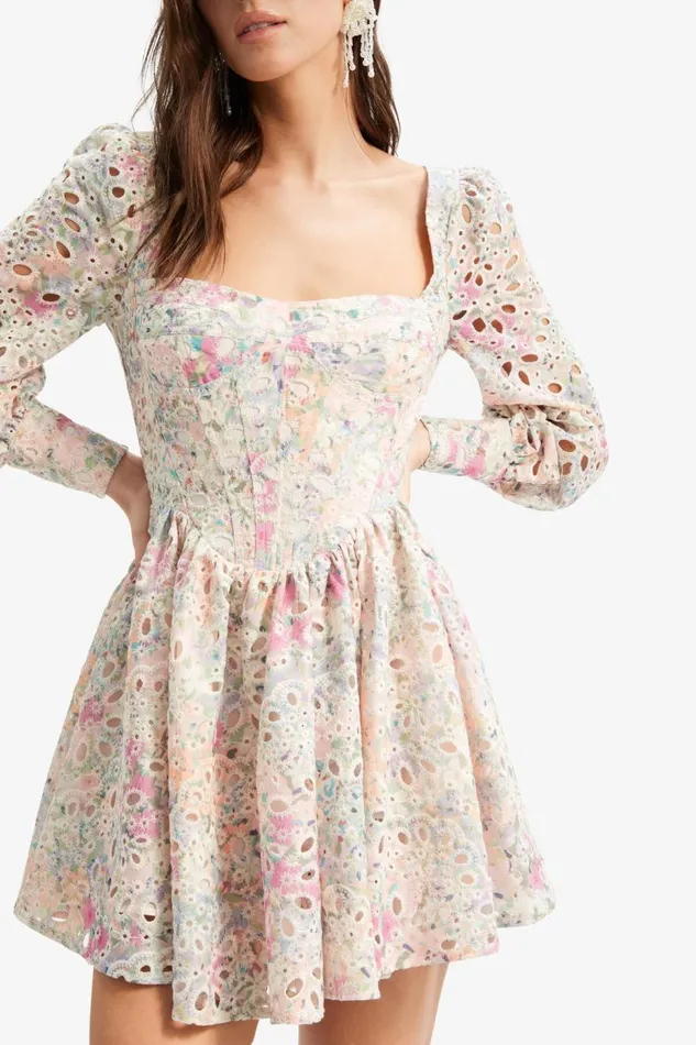 Bardot Day To Night Dresses Women Lila Flounce Broderie Dress In Pastel Floral Pastel Floral Bardot Day To Night Dresses Women Lila Flounce Broderie Dress In Pastel Floral Pastel Floral