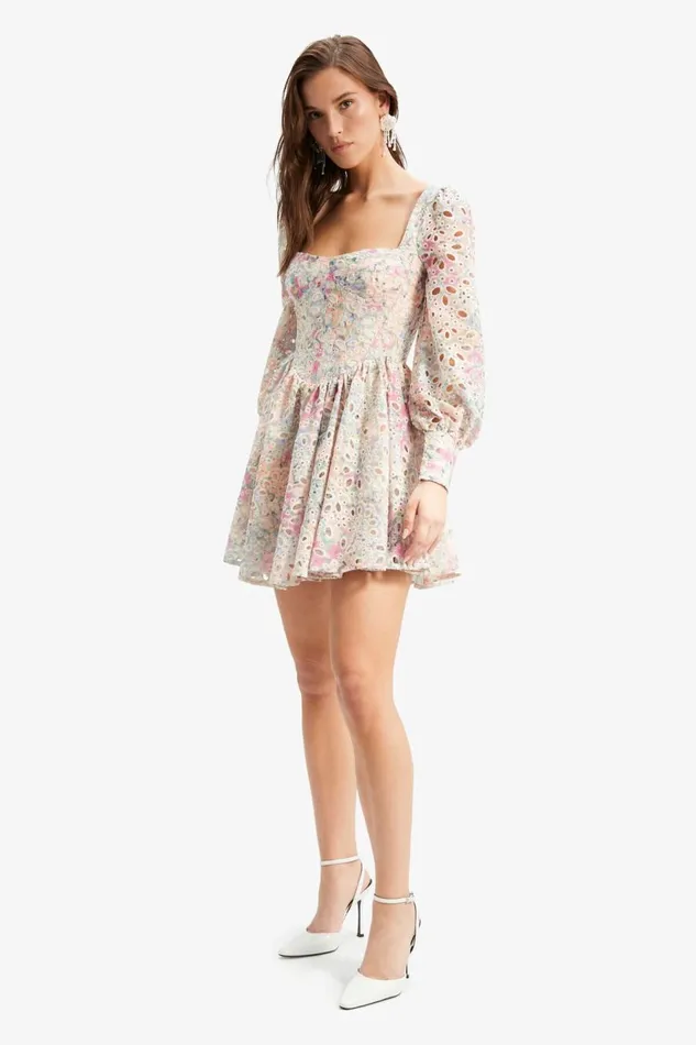 Bardot Day To Night Dresses Women Lila Flounce Broderie Dress In Pastel Floral Pastel Floral Bardot Day To Night Dresses Women Lila Flounce Broderie Dress In Pastel Floral Pastel Floral