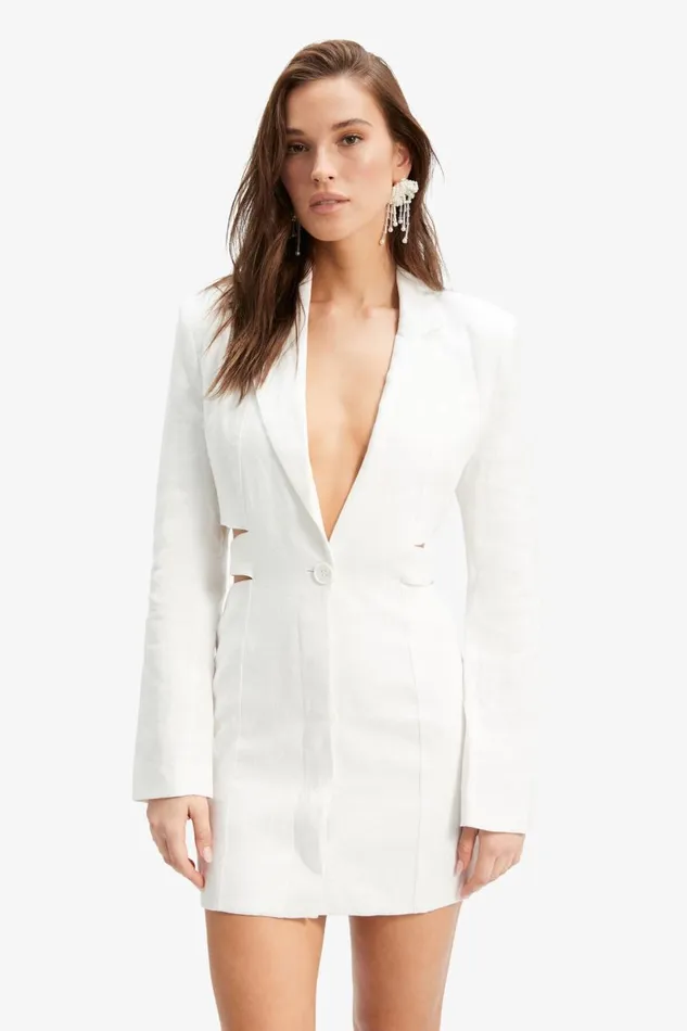 Bardot Day To Night Dresses Women Tribeca Linen Blazer Dress In Ivory Ivory Bardot Day To Night Dresses Women Tribeca Linen Blazer Dress In Ivory Ivory