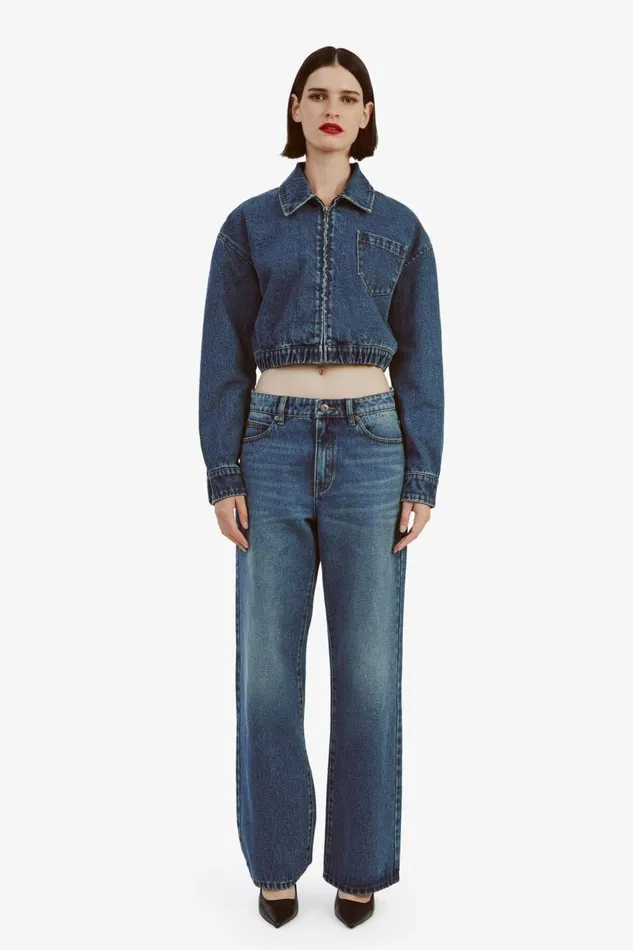 Bardot Denim Jackets Women Cropped Bomber Denim Jacket In Washed Indigo Washed Indigo Bardot Denim Jackets Women Cropped Bomber Denim Jacket In Washed Indigo Washed Indigo