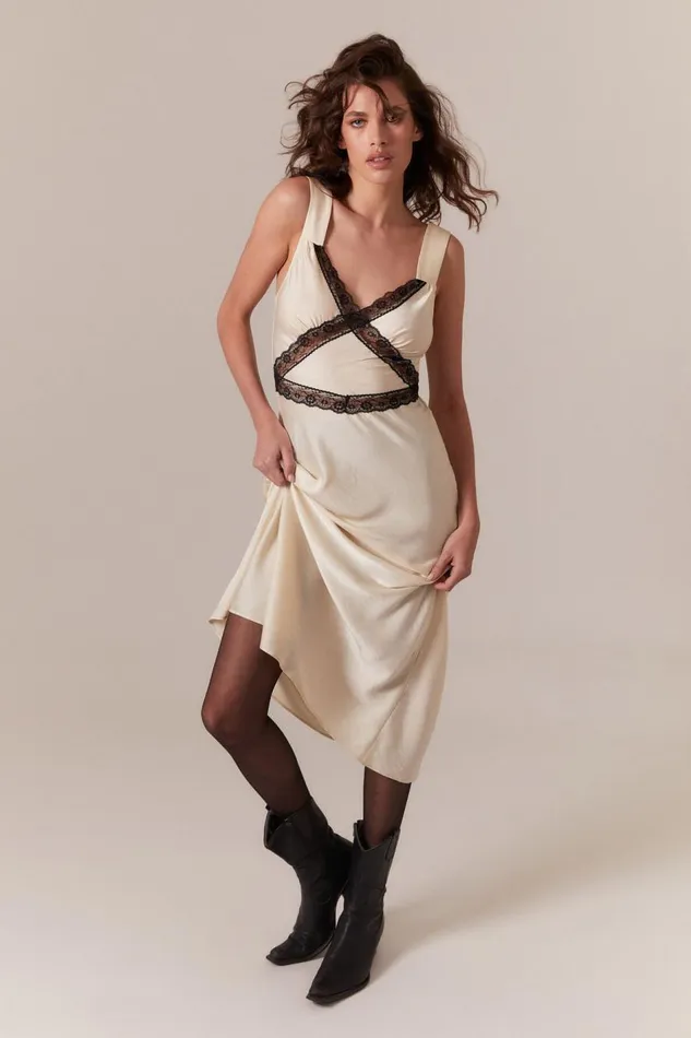 Bardot Occasion Dresses Women Emory Lace Slip Dress In Blackwhite Blackwhite