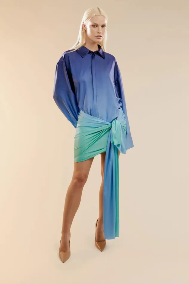 Bardot Occasion Dresses Women Malira Ombre Shirt Dress In Bluegreen Bluegreen