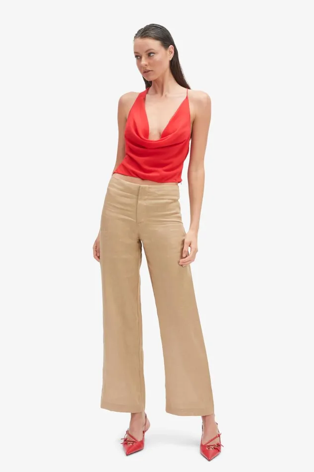 Bardot Pants Women Balia Hipster Linen Pant In Latte Latte Bardot Pants Women Balia Hipster Linen Pant In Latte Latte