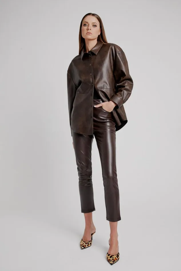 Bardot Pants Women Pearson Vegan Leather Pant In Dark Chocolate Dark Chocolate