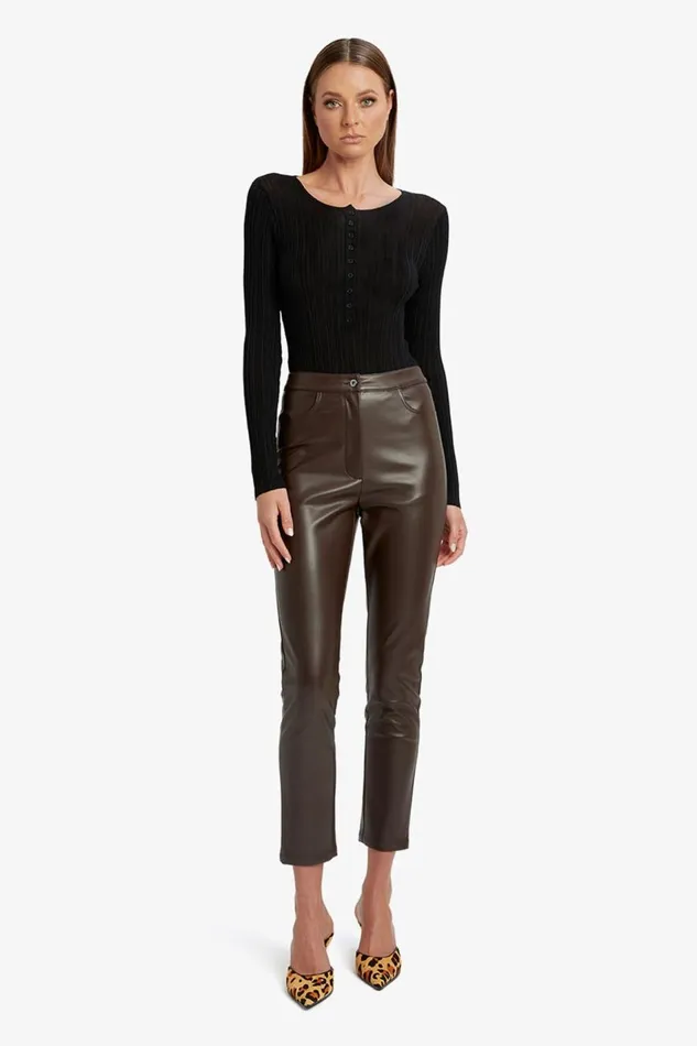 Bardot Pants Women Pearson Vegan Leather Pant In Dark Chocolate Dark Chocolate Bardot Pants Women Pearson Vegan Leather Pant In Dark Chocolate Dark Chocolate