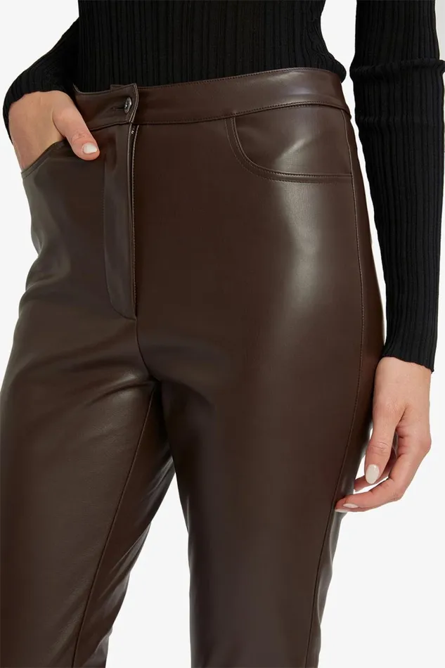 Bardot Pants Women Pearson Vegan Leather Pant In Dark Chocolate Dark Chocolate Bardot Pants Women Pearson Vegan Leather Pant In Dark Chocolate Dark Chocolate