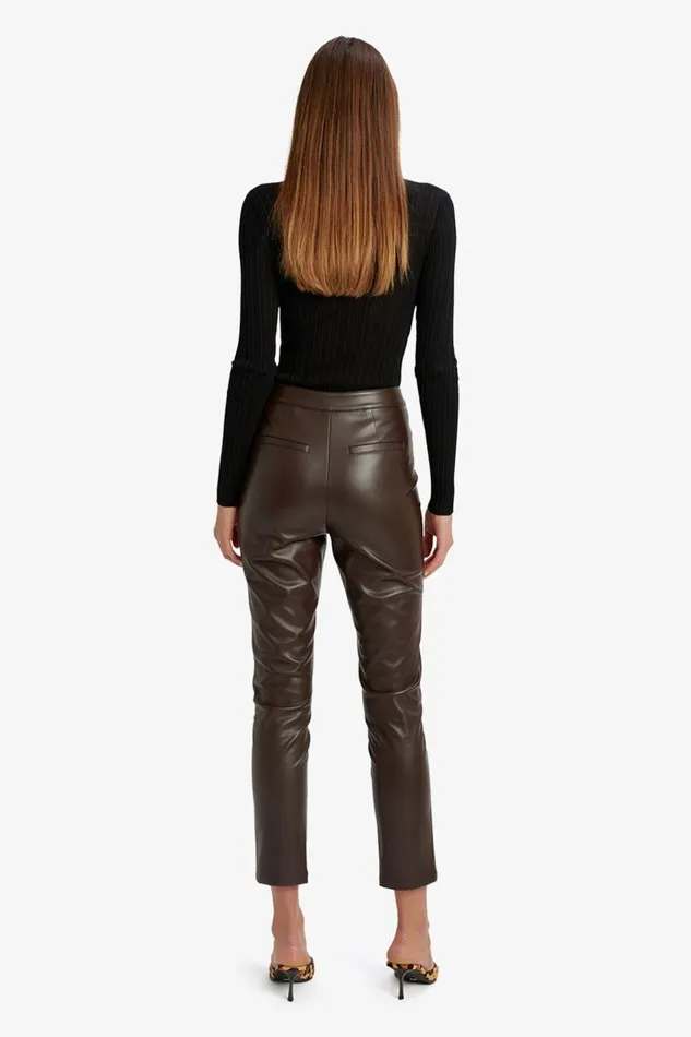 Bardot Pants Women Pearson Vegan Leather Pant In Dark Chocolate Dark Chocolate Bardot Pants Women Pearson Vegan Leather Pant In Dark Chocolate Dark Chocolate