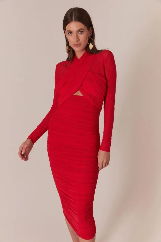 Bardot Party Dresses Women Aliyah Dress In Fire Red Fire Red
