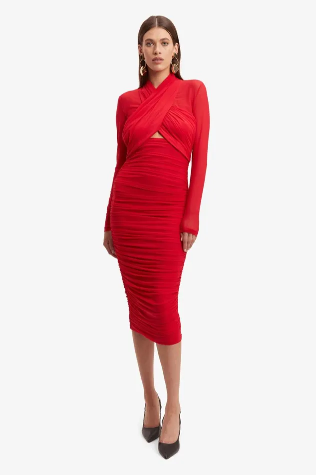 Bardot Party Dresses Women Aliyah Dress In Fire Red Fire Red Bardot Party Dresses Women Aliyah Dress In Fire Red Fire Red