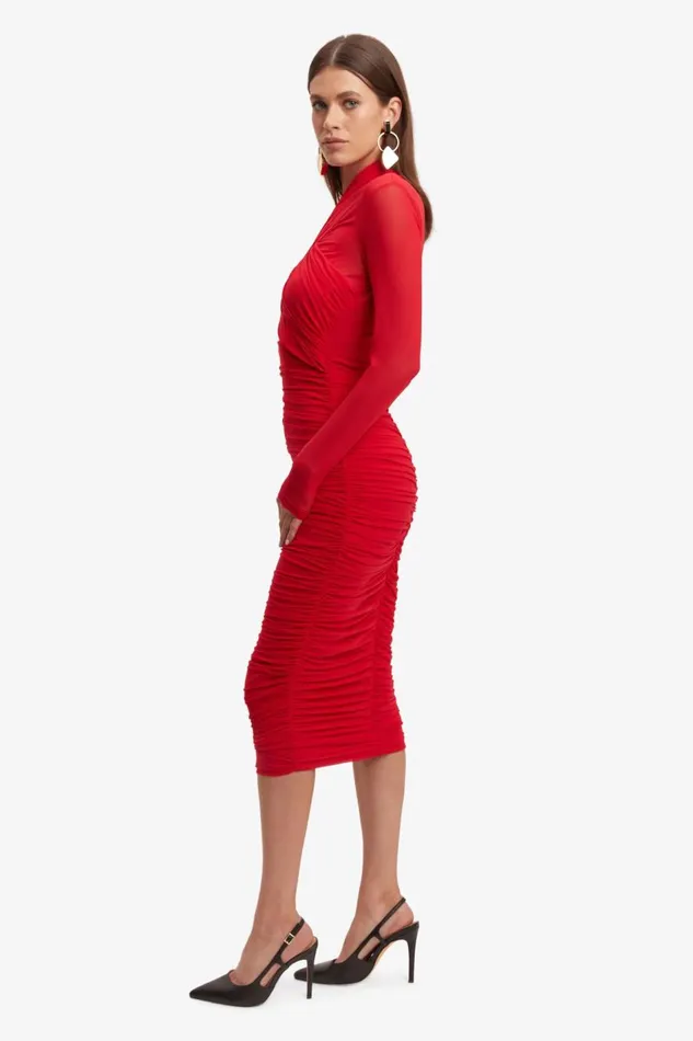 Bardot Party Dresses Women Aliyah Dress In Fire Red Fire Red Bardot Party Dresses Women Aliyah Dress In Fire Red Fire Red