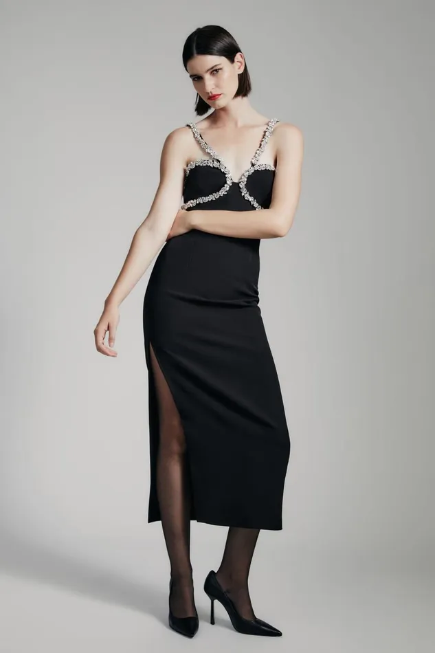Bardot Party Dresses Women Amalia Diamante Midi Dress In Black Black