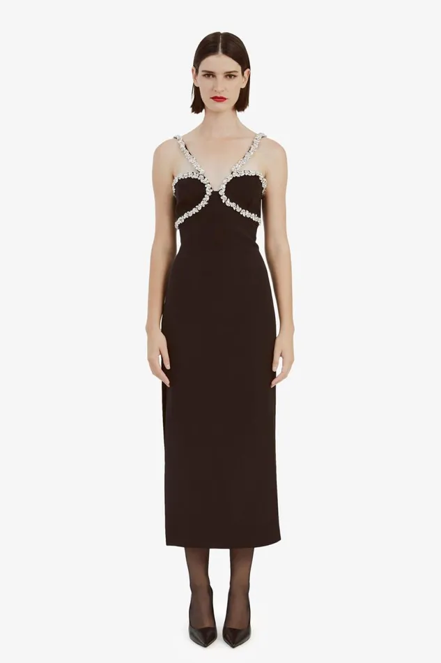Bardot Party Dresses Women Amalia Diamante Midi Dress In Black Black Bardot Party Dresses Women Amalia Diamante Midi Dress In Black Black