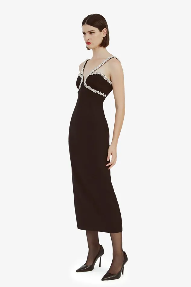 Bardot Party Dresses Women Amalia Diamante Midi Dress In Black Black Bardot Party Dresses Women Amalia Diamante Midi Dress In Black Black