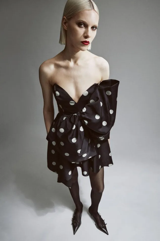 Bardot Party Dresses Women Brydie Bow Mini Dress In Black Spot Black Spot