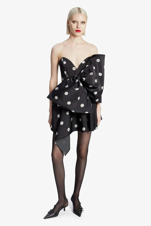 Bardot Party Dresses Women Brydie Bow Mini Dress In Black Spot Black Spot Bardot Party Dresses Women Brydie Bow Mini Dress In Black Spot Black Spot