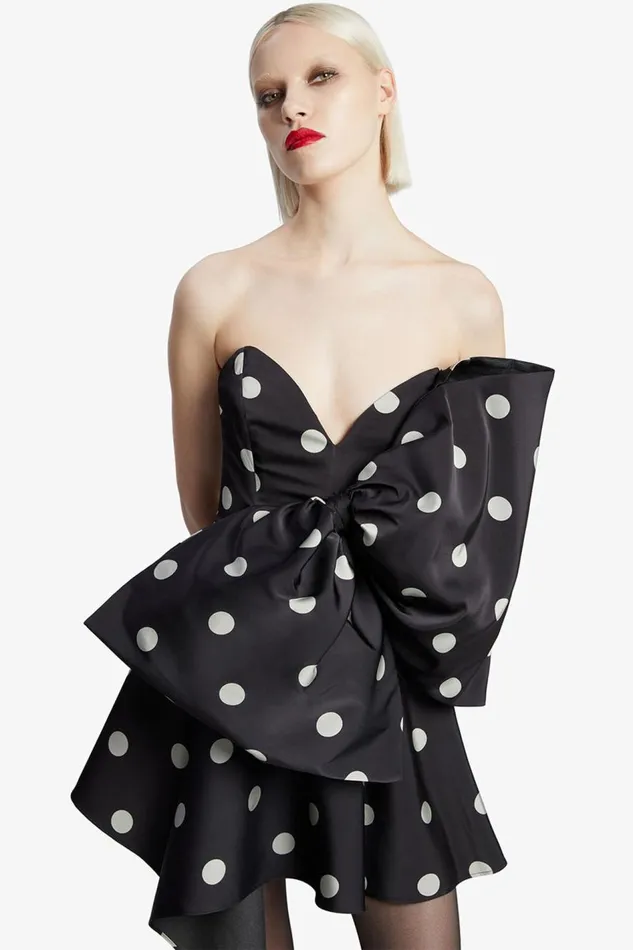 Bardot Party Dresses Women Brydie Bow Mini Dress In Black Spot Black Spot Bardot Party Dresses Women Brydie Bow Mini Dress In Black Spot Black Spot