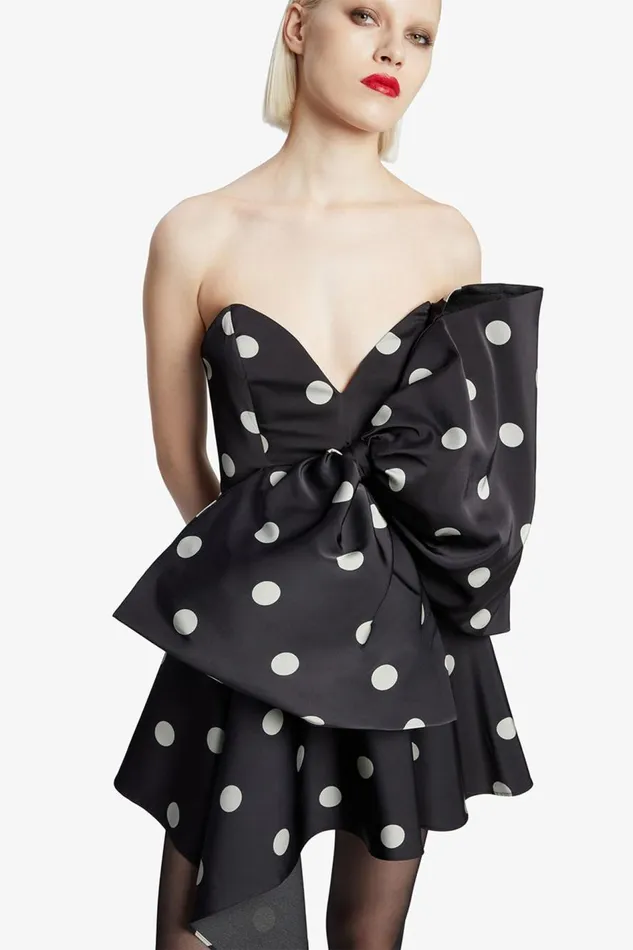 Bardot Party Dresses Women Brydie Bow Mini Dress In Black Spot Black Spot Bardot Party Dresses Women Brydie Bow Mini Dress In Black Spot Black Spot