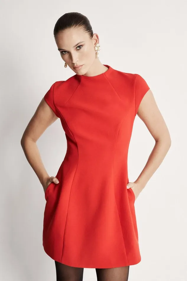 Bardot Party Dresses Women Delphi Hourglass Mini Dress In Deep Red Deep Red