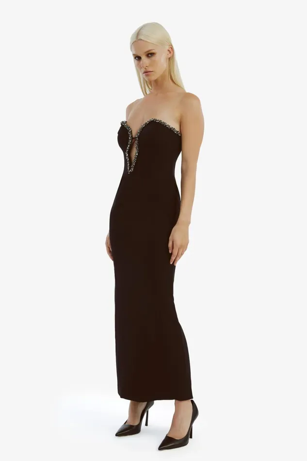 Bardot Party Dresses Women Eleni Diamante Midi Dress In Black Black Bardot Party Dresses Women Eleni Diamante Midi Dress In Black Black