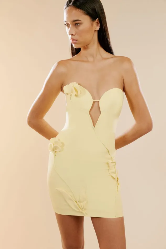 Bardot Party Dresses Women Eleni Flower Detail Mini Dress In Canary Yellow Canary Yellow