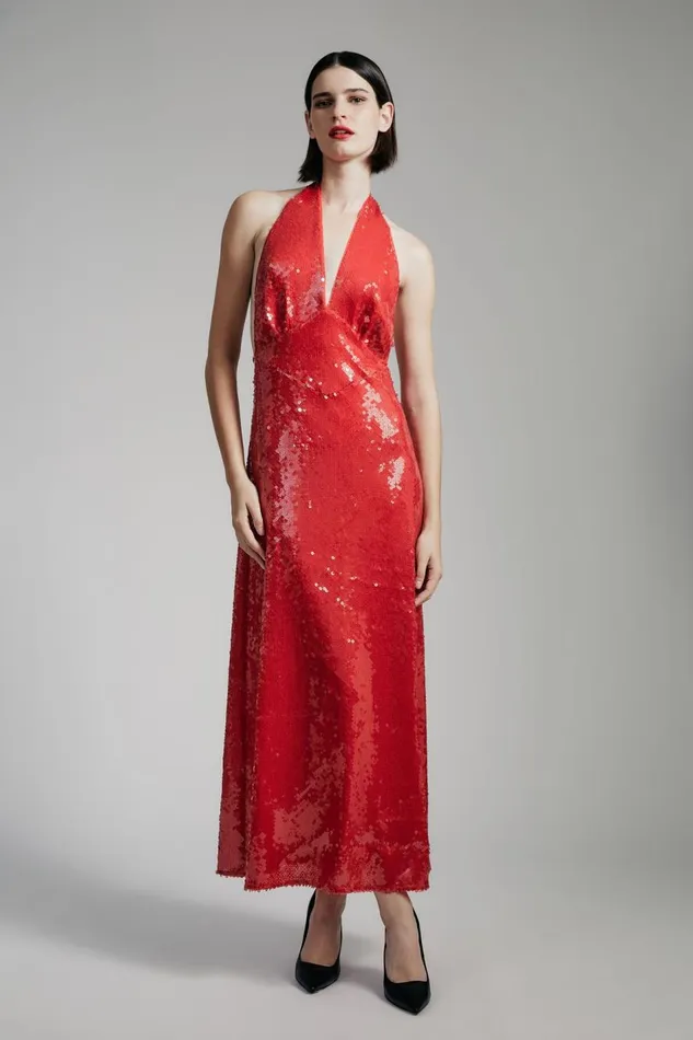 Bardot Party Dresses Women Freja Sequin Midi Dress In Deep Red Deep Red