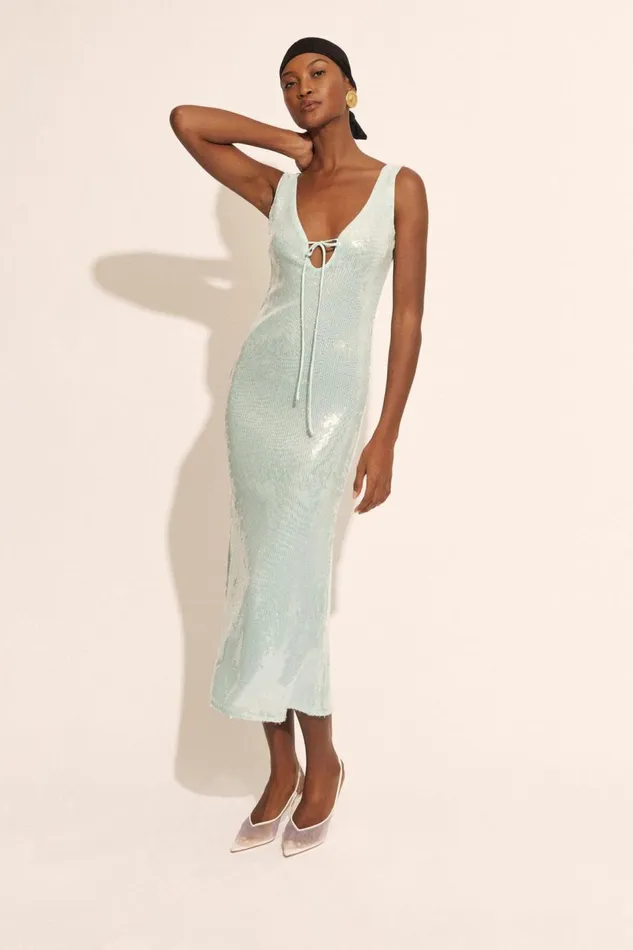Bardot Party Dresses Women Isha Sequin Midi Dress In Aqua Aqua