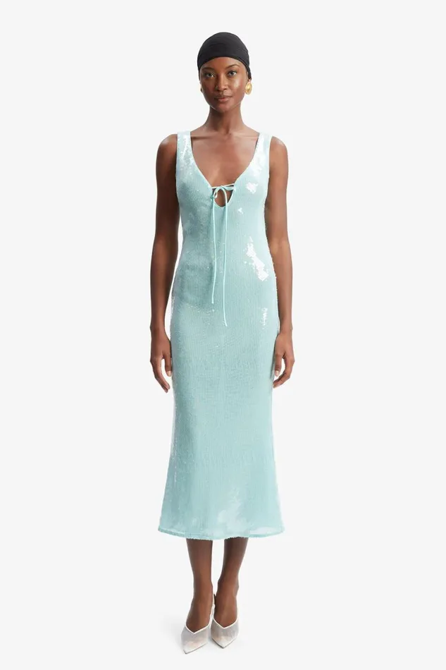 Bardot Party Dresses Women Isha Sequin Midi Dress In Aqua Aqua Bardot Party Dresses Women Isha Sequin Midi Dress In Aqua Aqua