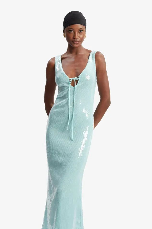 Bardot Party Dresses Women Isha Sequin Midi Dress In Aqua Aqua Bardot Party Dresses Women Isha Sequin Midi Dress In Aqua Aqua