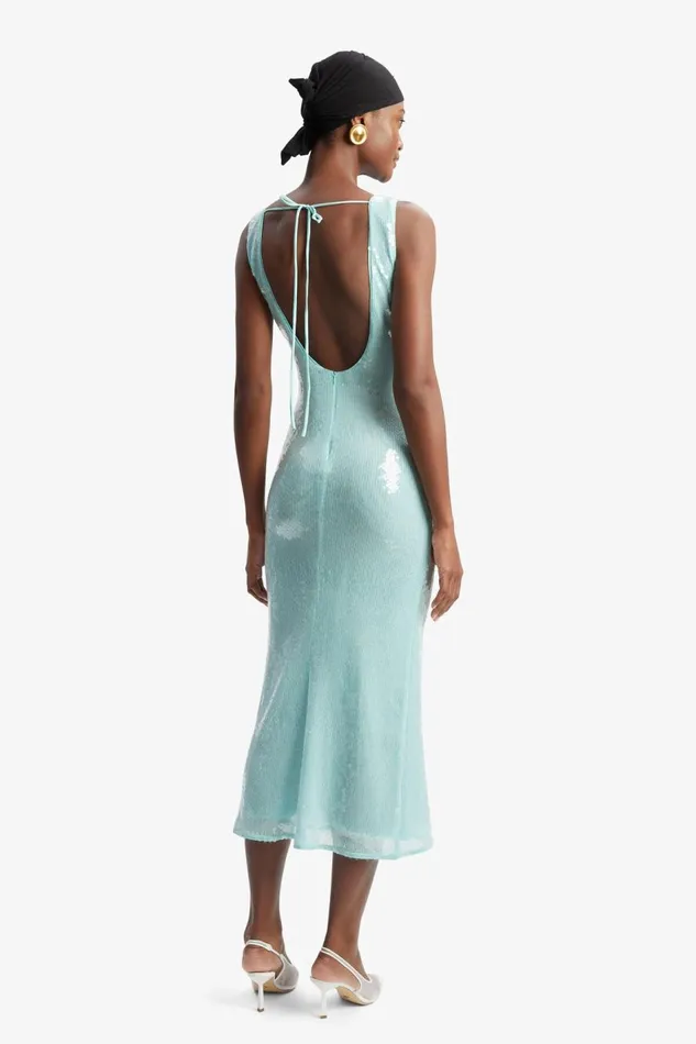 Bardot Party Dresses Women Isha Sequin Midi Dress In Aqua Aqua Bardot Party Dresses Women Isha Sequin Midi Dress In Aqua Aqua