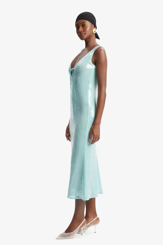 Bardot Party Dresses Women Isha Sequin Midi Dress In Aqua Aqua Bardot Party Dresses Women Isha Sequin Midi Dress In Aqua Aqua